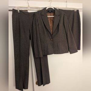 Women's soft brown suit, flecks of tan & rust, with pants & skirt